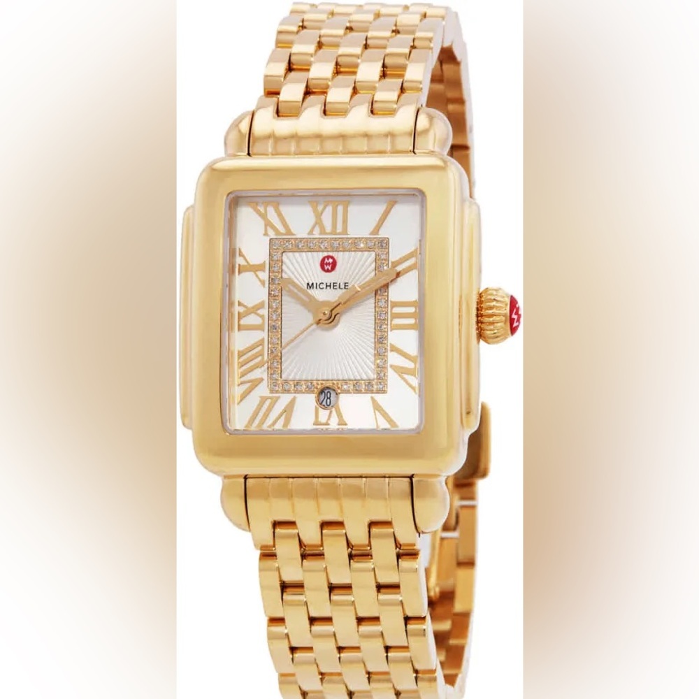 Michele Deco Madison 18k Gold-plated Watch with Diamond Accents